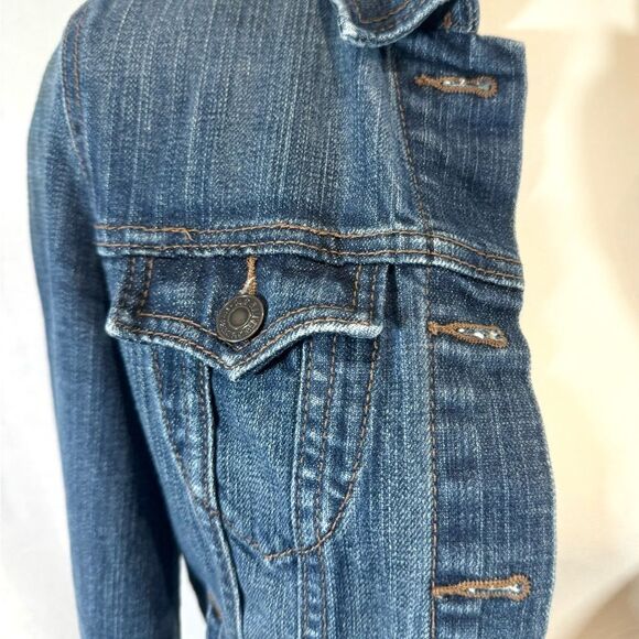 Old navy dark blue western flare denim jean jacket size small - Picture 4 of 8
